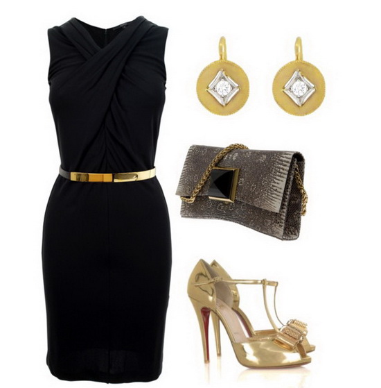 black with a touch of gold dress